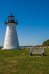 Park Bench By Ned's Point Light Tower in Massachusetts